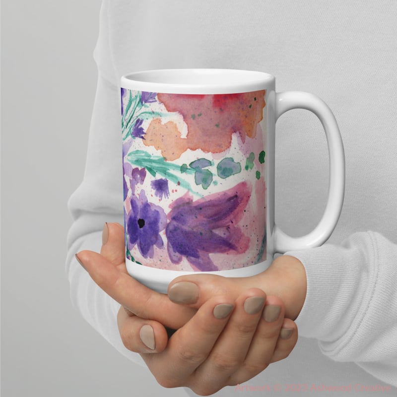 Lavender Coffee Mugs, Lavender Watercolor Cup